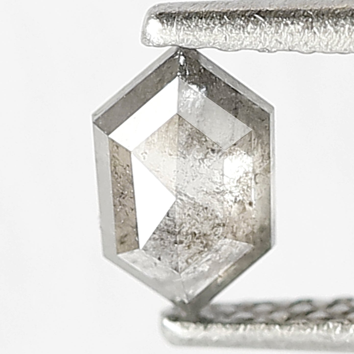 0.44 CT Natural Grey Black Color Diamond 6 MM Hexagon Shape Diamond Ethically Sourced Salt and Pepper Diamond