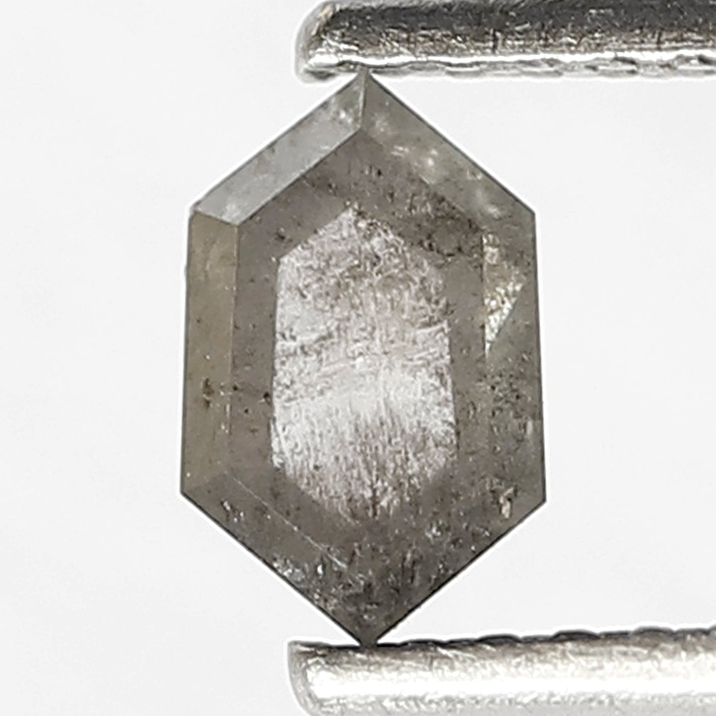 0.44 CT Natural Grey Black Color Diamond 6 MM Hexagon Shape Diamond Ethically Sourced Salt and Pepper Diamond