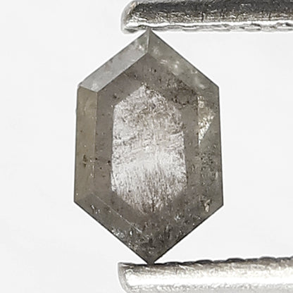 0.44 CT Natural Grey Black Color Diamond 6 MM Hexagon Shape Diamond Ethically Sourced Salt and Pepper Diamond