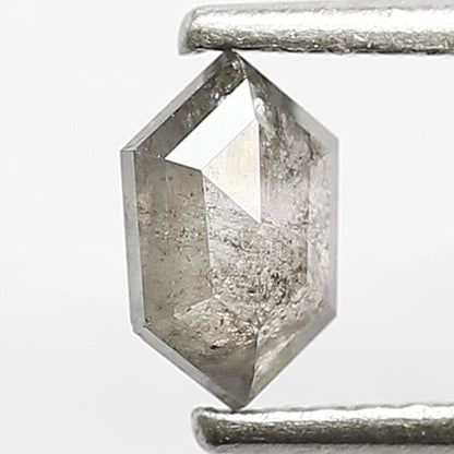 0.44 CT Natural Grey Black Color Diamond 6 MM Hexagon Shape Diamond Ethically Sourced Salt and Pepper Diamond