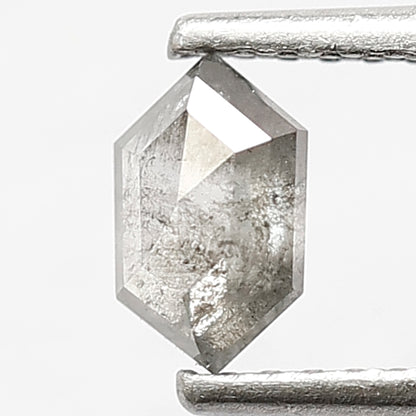 0.44 CT Natural Grey Black Color Diamond 6 MM Hexagon Shape Diamond Ethically Sourced Salt and Pepper Diamond