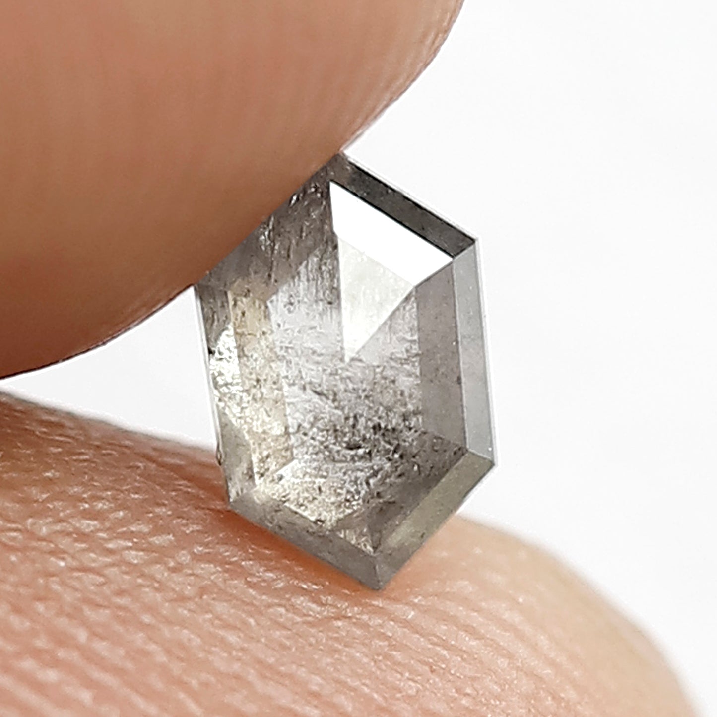 0.44 CT Natural Grey Black Color Diamond 6 MM Hexagon Shape Diamond Ethically Sourced Salt and Pepper Diamond