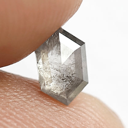 0.44 CT Natural Grey Black Color Diamond 6 MM Hexagon Shape Diamond Ethically Sourced Salt and Pepper Diamond