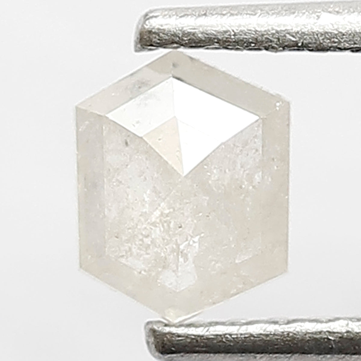 0.41 CT Hexagon Shape Diamond 5 MM Misty White Color Loose Natural Salt and Pepper Diamond Custom Design Proposal Ring