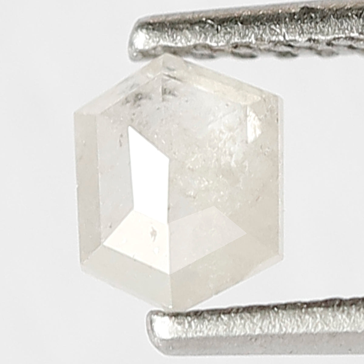 0.41 CT Hexagon Shape Diamond 5 MM Misty White Color Loose Natural Salt and Pepper Diamond Custom Design Proposal Ring