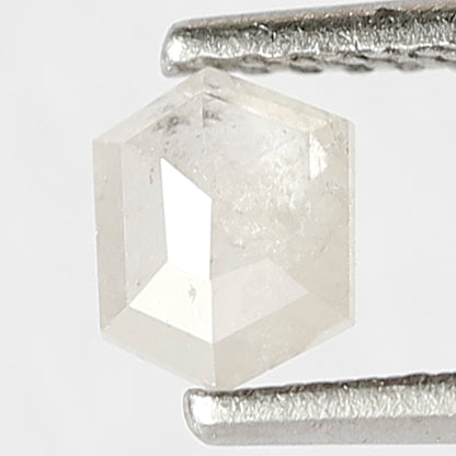 0.41 CT Hexagon Shape Diamond 5 MM Misty White Color Loose Natural Salt and Pepper Diamond Custom Design Proposal Ring