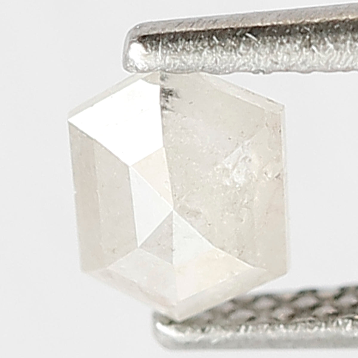 0.41 CT Hexagon Shape Diamond 5 MM Misty White Color Loose Natural Salt and Pepper Diamond Custom Design Proposal Ring