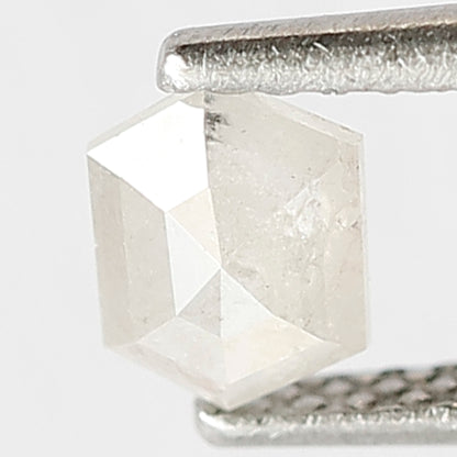 0.41 CT Hexagon Shape Diamond 5 MM Misty White Color Loose Natural Salt and Pepper Diamond Custom Design Proposal Ring
