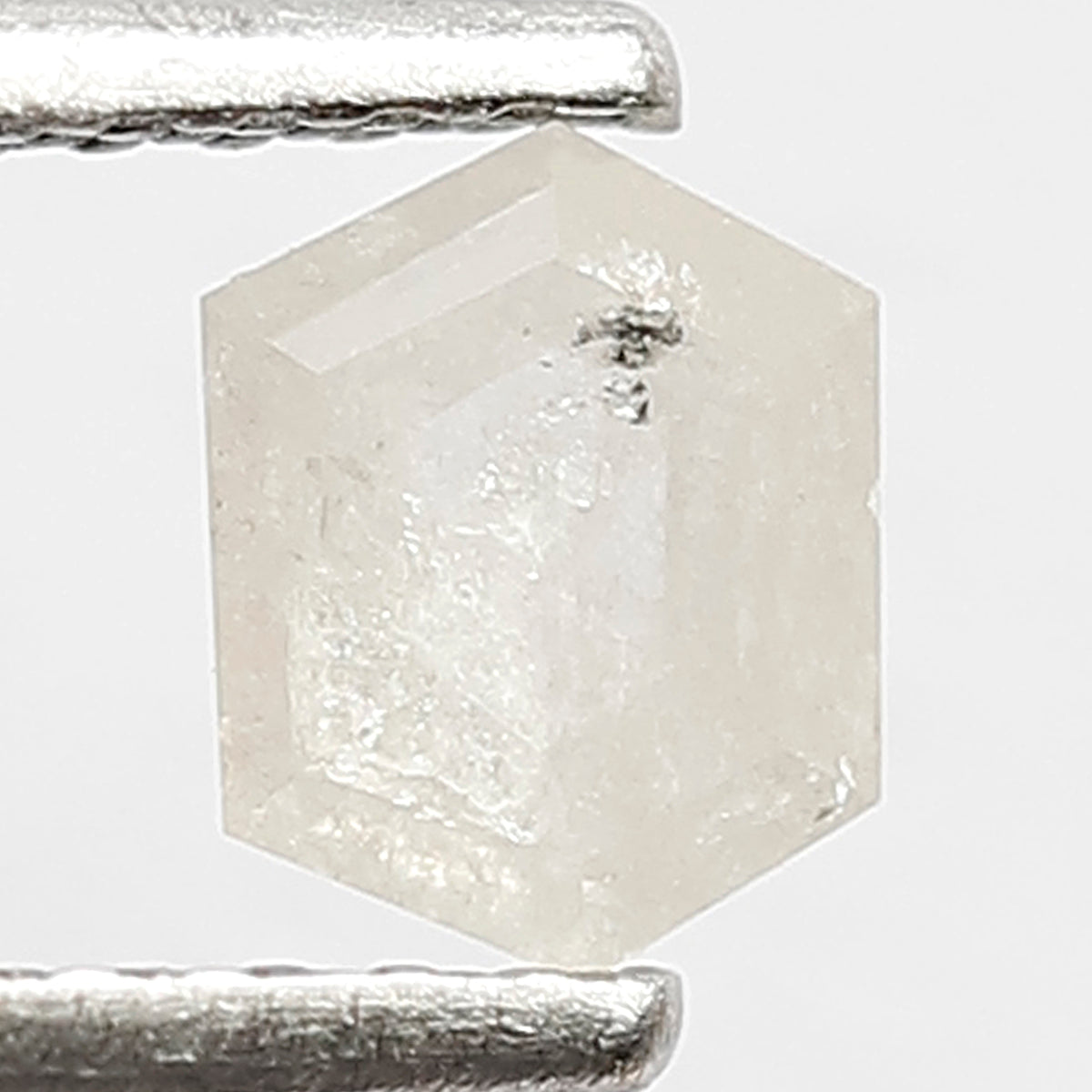 0.41 CT Hexagon Shape Diamond 5 MM Misty White Color Loose Natural Salt and Pepper Diamond Custom Design Proposal Ring