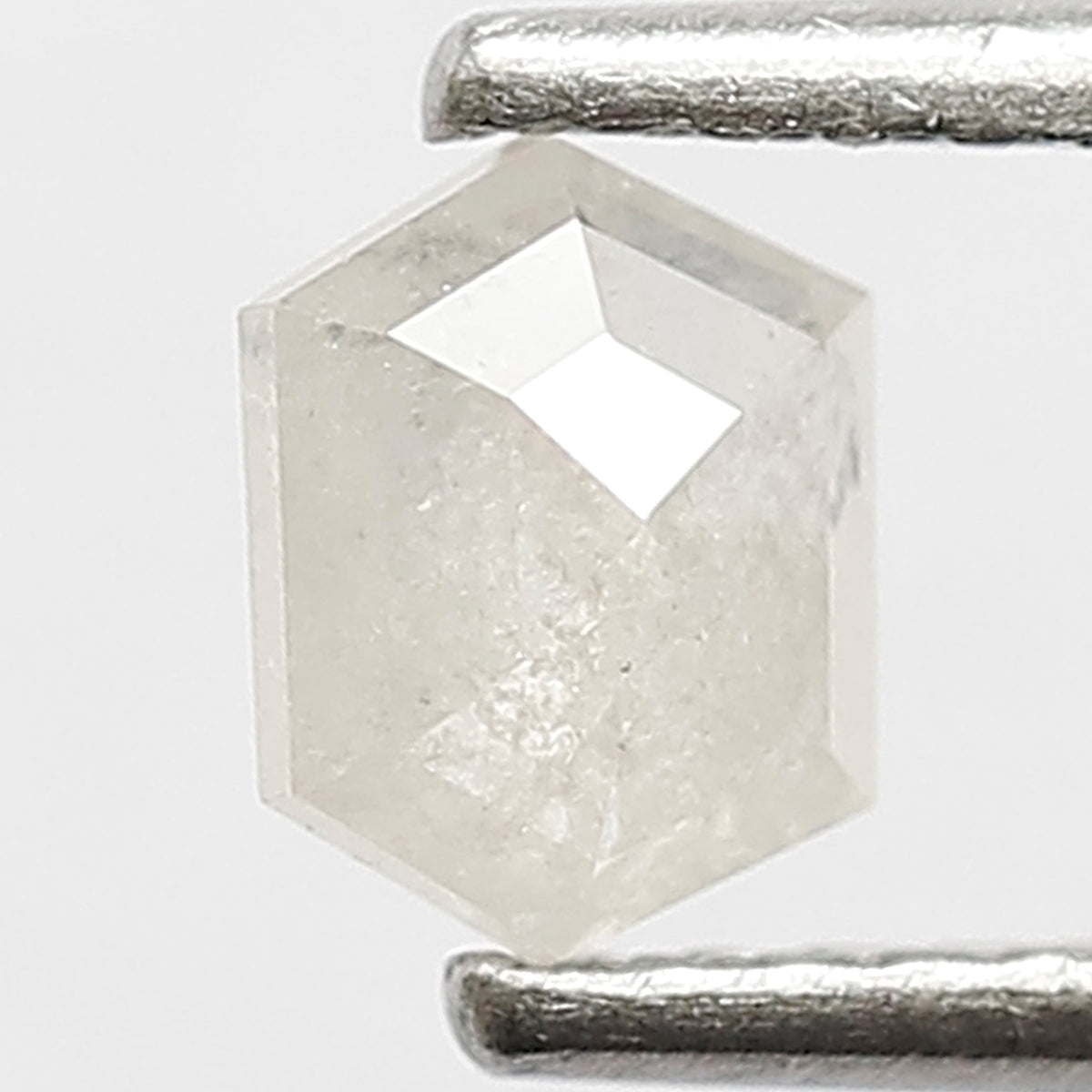 0.41 CT Hexagon Shape Diamond 5 MM Misty White Color Loose Natural Salt and Pepper Diamond Custom Design Proposal Ring