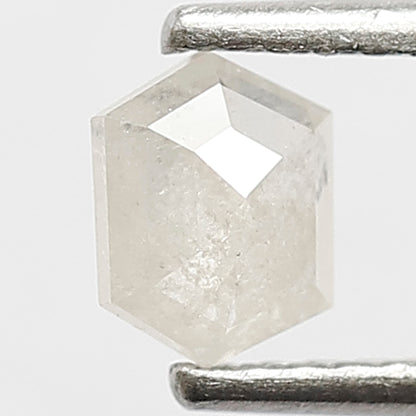0.41 CT Hexagon Shape Diamond 5 MM Misty White Color Loose Natural Salt and Pepper Diamond Custom Design Proposal Ring