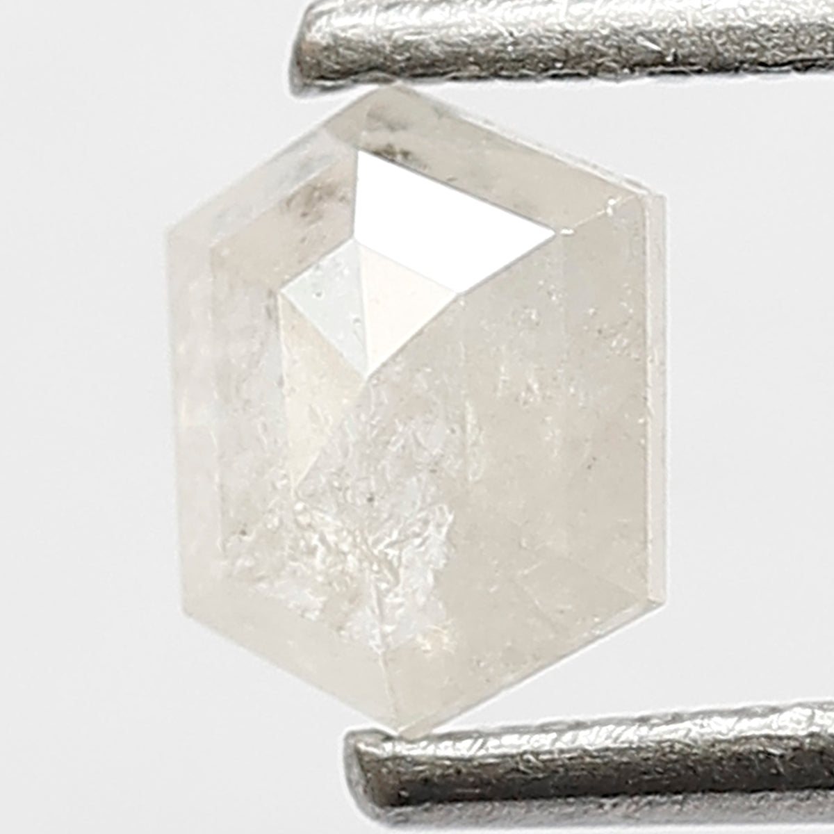 0.41 CT Hexagon Shape Diamond 5 MM Misty White Color Loose Natural Salt and Pepper Diamond Custom Design Proposal Ring