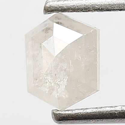 0.41 CT Hexagon Shape Diamond 5 MM Misty White Color Loose Natural Salt and Pepper Diamond Custom Design Proposal Ring