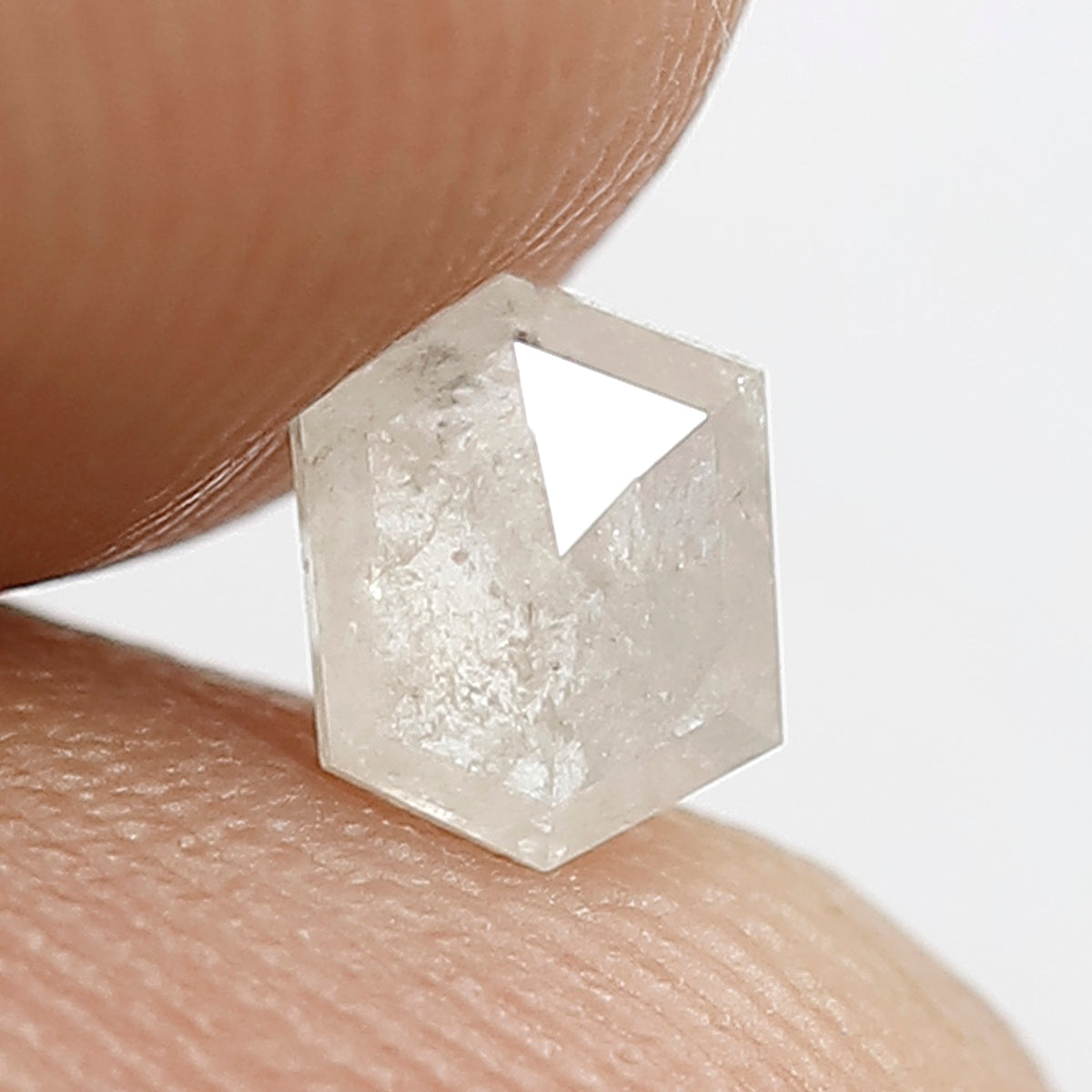 0.41 CT Hexagon Shape Diamond 5 MM Misty White Color Loose Natural Salt and Pepper Diamond Custom Design Proposal Ring