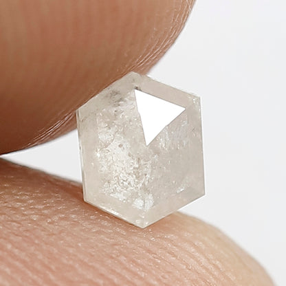 0.41 CT Hexagon Shape Diamond 5 MM Misty White Color Loose Natural Salt and Pepper Diamond Custom Design Proposal Ring
