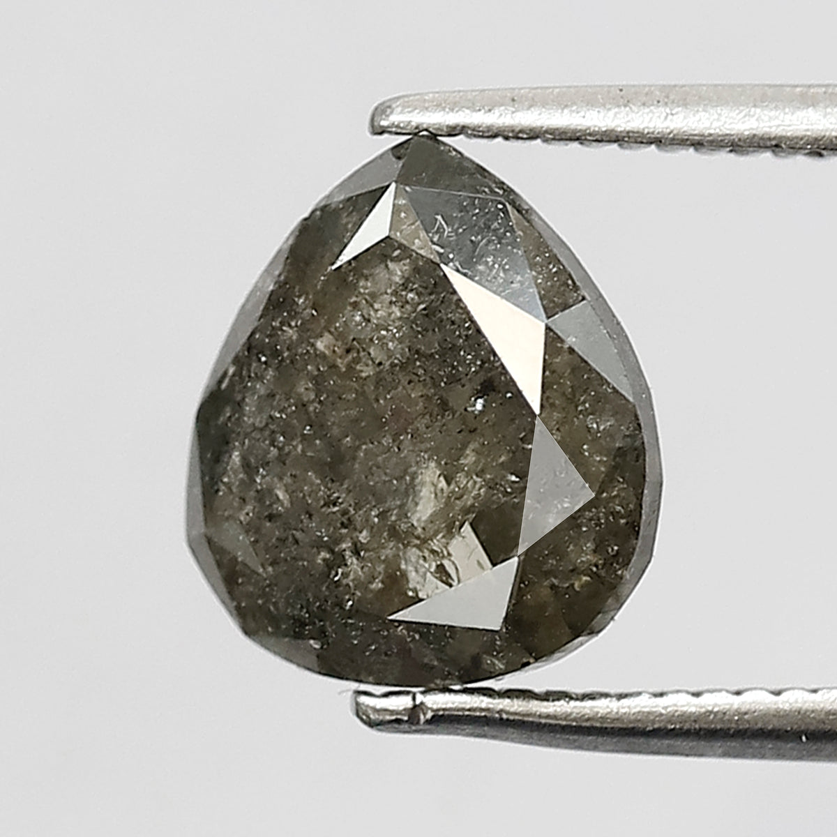 Pear Cut 2.65 Carat Salt & Pepper Diamond | Greenish Gray Black Natural Diamond | 9mm Loose Gem for Proposal Ring