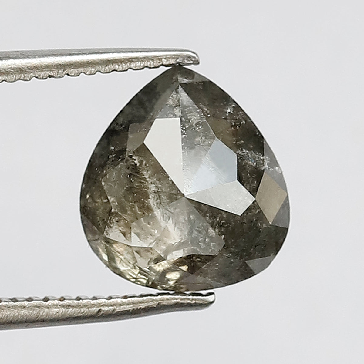 Pear Cut 2.65 Carat Salt & Pepper Diamond | Greenish Gray Black Natural Diamond | 9mm Loose Gem for Proposal Ring