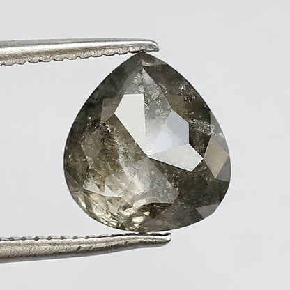 Pear Cut 2.65 Carat Salt & Pepper Diamond | Greenish Gray Black Natural Diamond | 9mm Loose Gem for Proposal Ring