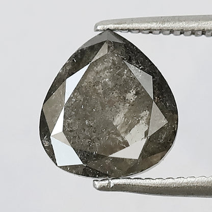 Pear Cut 2.65 Carat Salt & Pepper Diamond | Greenish Gray Black Natural Diamond | 9mm Loose Gem for Proposal Ring