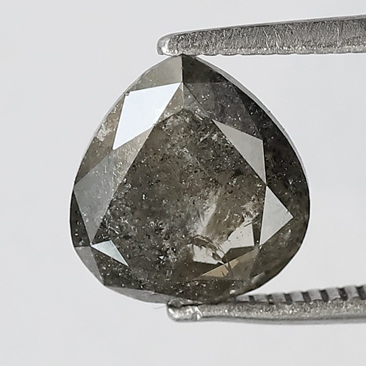 Pear Cut 2.65 Carat Salt & Pepper Diamond | Greenish Gray Black Natural Diamond | 9mm Loose Gem for Proposal Ring