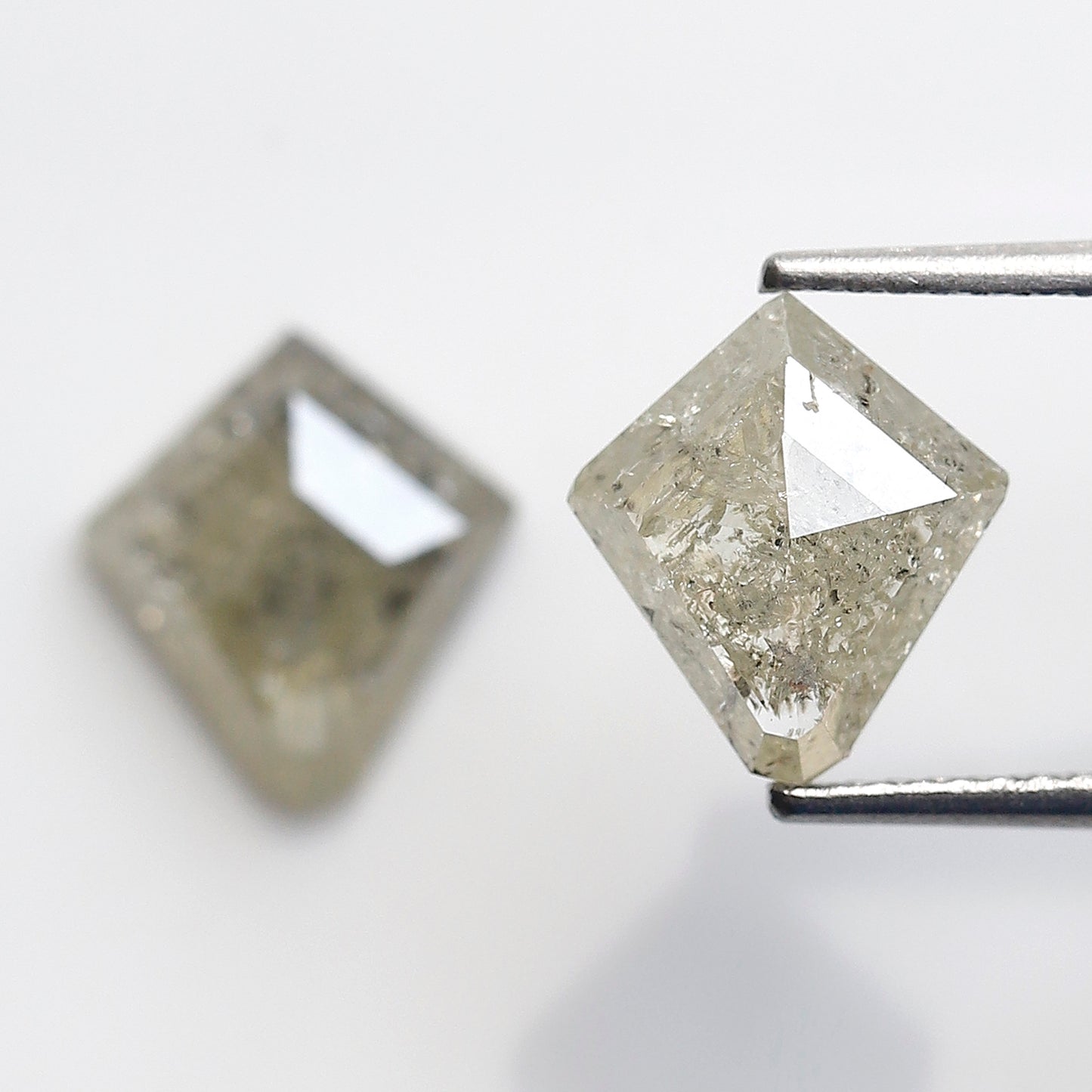 2.92 Ct Natural Gray Black Diamonds Pair, Kite Shape Rustic Loose Diamonds, Ethical Stones for Stud Earrings