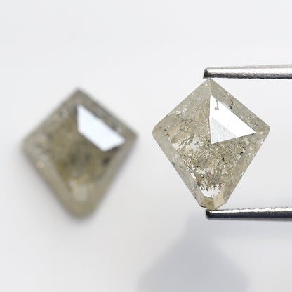 2.92 Ct Natural Gray Black Diamonds Pair, Kite Shape Rustic Loose Diamonds, Ethical Stones for Stud Earrings