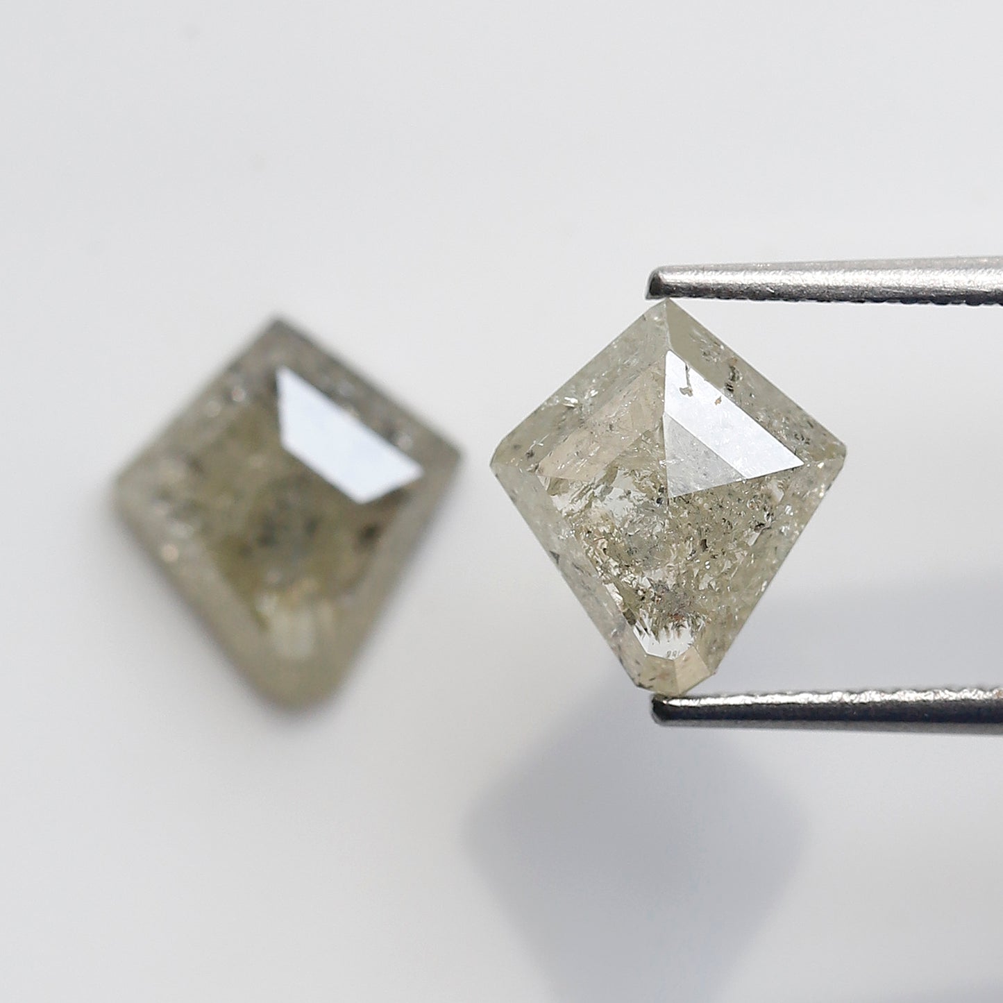 2.92 Ct Natural Gray Black Diamonds Pair, Kite Shape Rustic Loose Diamonds, Ethical Stones for Stud Earrings