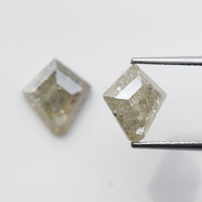 2.92 Ct Natural Gray Black Diamonds Pair, Kite Shape Rustic Loose Diamonds, Ethical Stones for Stud Earrings