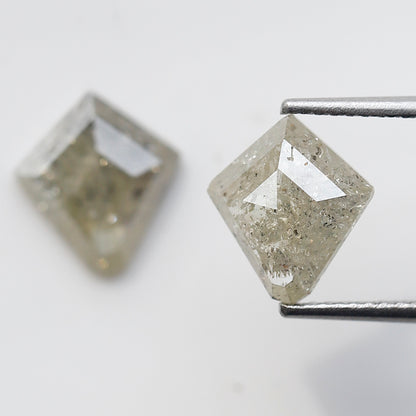 2.92 Ct Natural Gray Black Diamonds Pair, Kite Shape Rustic Loose Diamonds, Ethical Stones for Stud Earrings