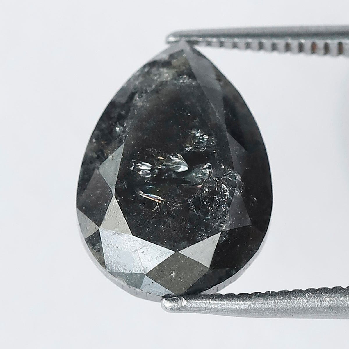 5.79 CT Large Pear Shape Natural Loose Diamond, 12.90 mm Gray Black Earth Mined Salt and Pepper Diamond