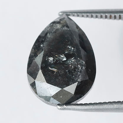 5.79 CT Large Pear Shape Natural Loose Diamond, 12.90 mm Gray Black Earth Mined Salt and Pepper Diamond