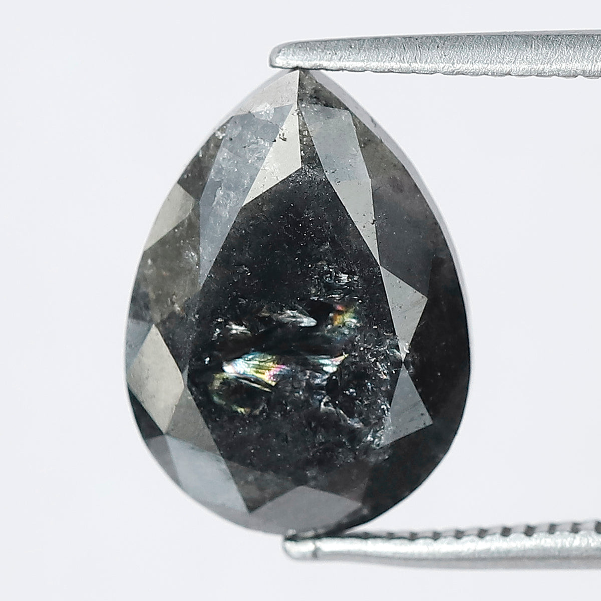 5.79 CT Large Pear Shape Natural Loose Diamond, 12.90 mm Gray Black Earth Mined Salt and Pepper Diamond