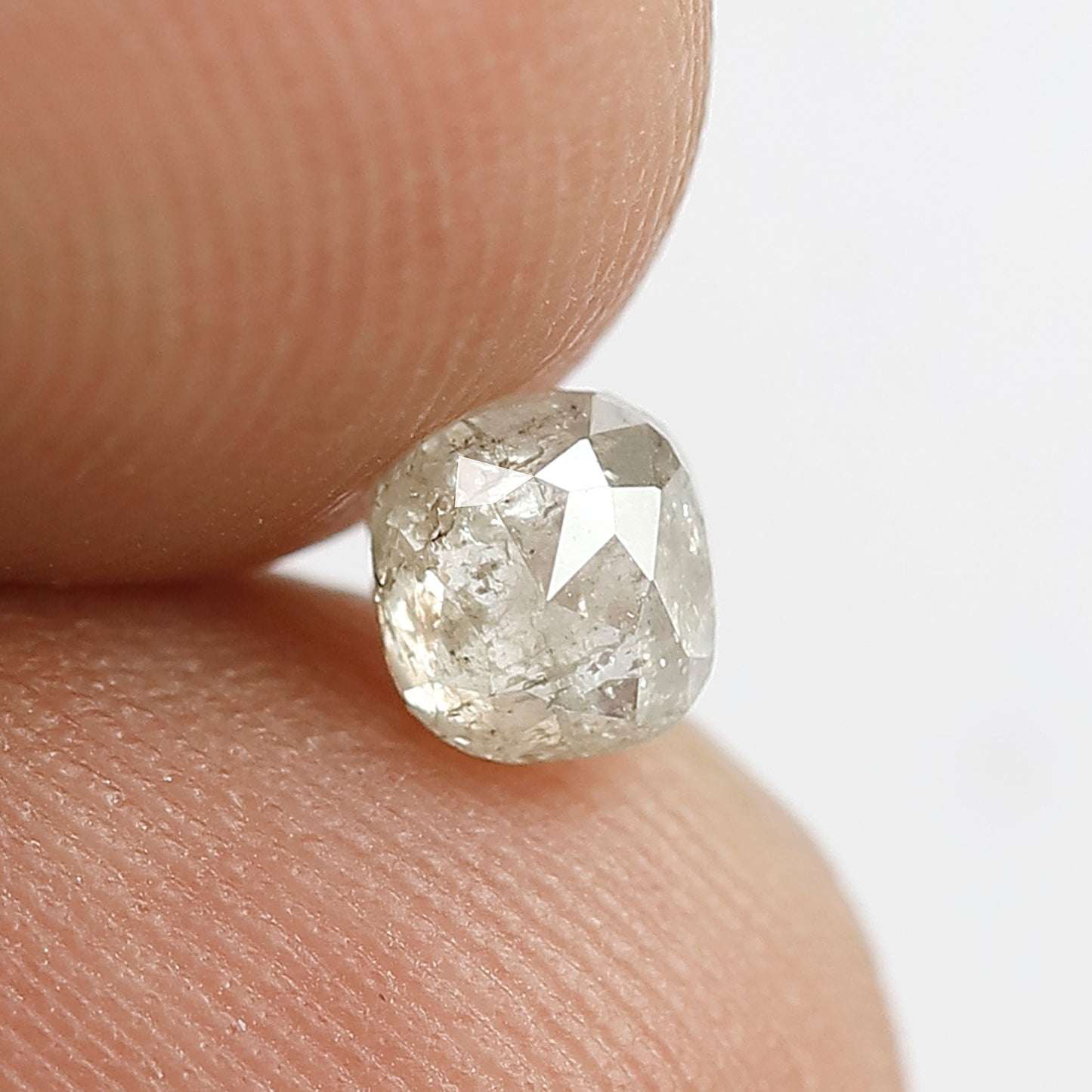 0.46 CT Fancy Misty White Color Diamond Loose Natural 4.5 MM Cushion Shape Diamond Earth Mined Rustic Salt and Pepper Diamond