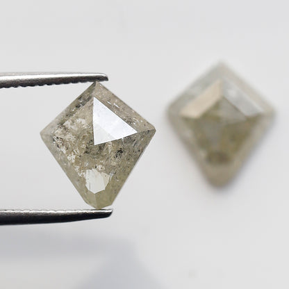 2.92 Ct Natural Gray Black Diamonds Pair, Kite Shape Rustic Loose Diamonds, Ethical Stones for Stud Earrings