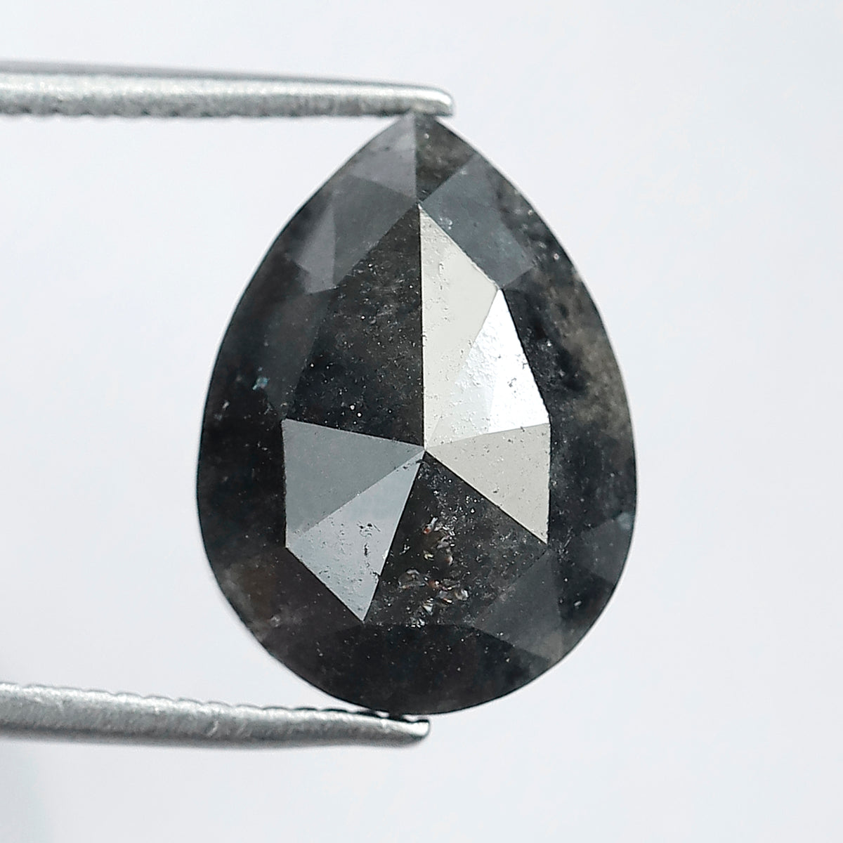 5.79 CT Large Pear Shape Natural Loose Diamond, 12.90 mm Gray Black Earth Mined Salt and Pepper Diamond