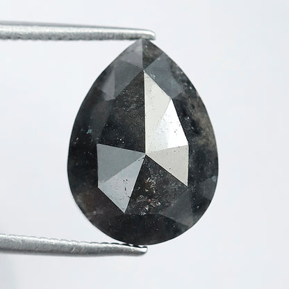 5.79 CT Large Pear Shape Natural Loose Diamond, 12.90 mm Gray Black Earth Mined Salt and Pepper Diamond