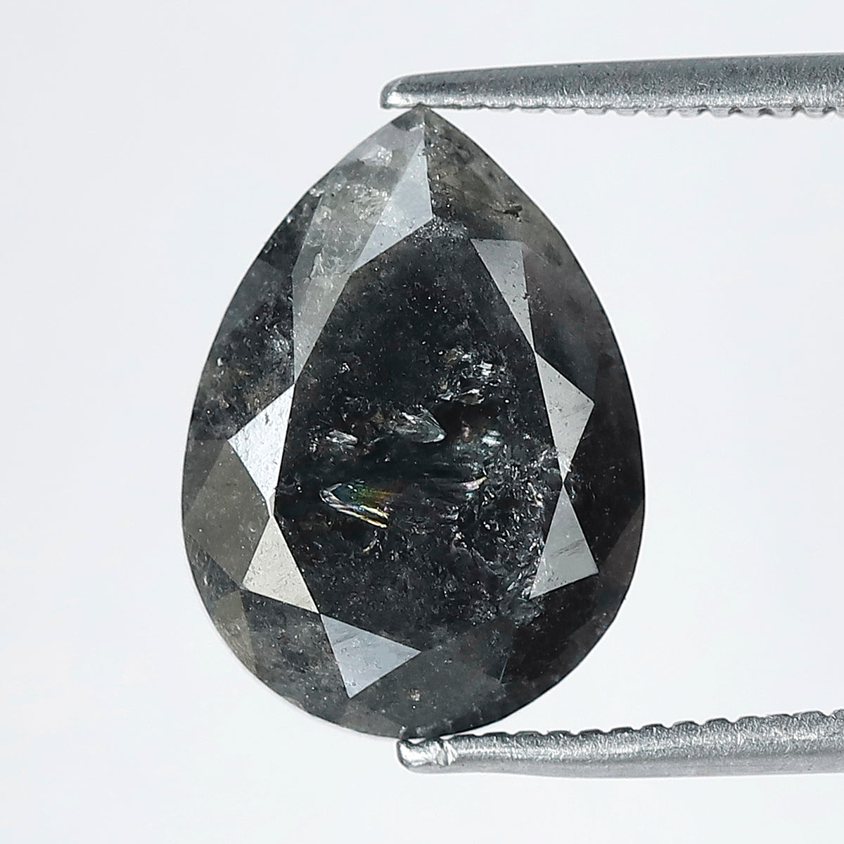 5.79 CT Large Pear Shape Natural Loose Diamond, 12.90 mm Gray Black Earth Mined Salt and Pepper Diamond