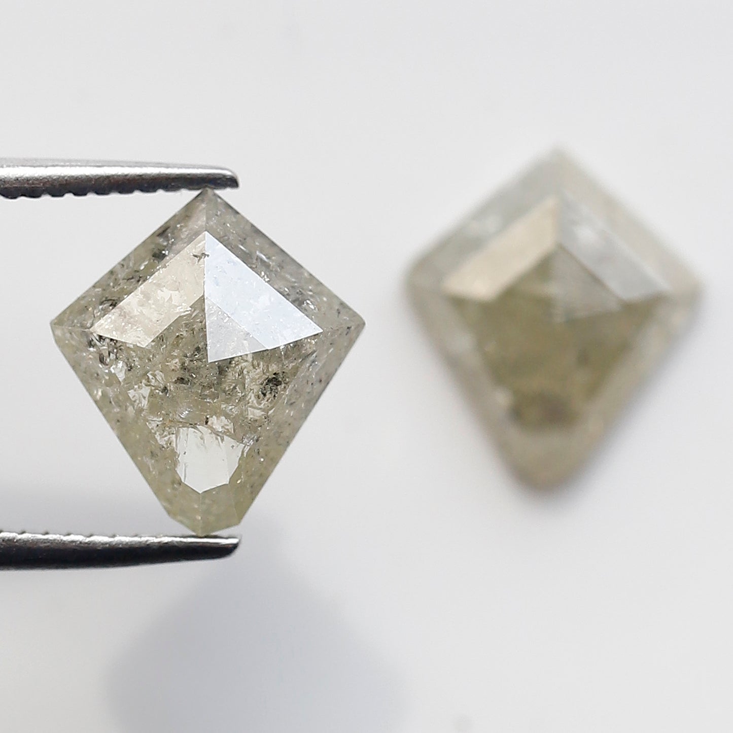 2.92 Ct Natural Gray Black Diamonds Pair, Kite Shape Rustic Loose Diamonds, Ethical Stones for Stud Earrings