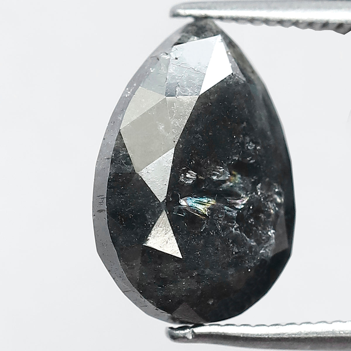 5.79 CT Large Pear Shape Natural Loose Diamond, 12.90 mm Gray Black Earth Mined Salt and Pepper Diamond