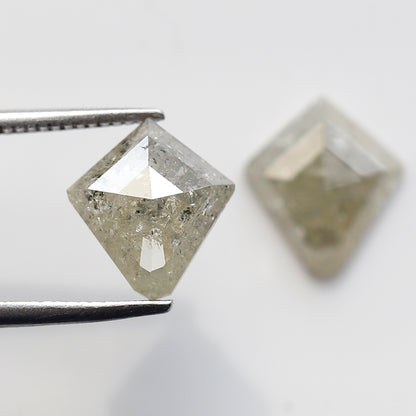 2.92 Ct Natural Gray Black Diamonds Pair, Kite Shape Rustic Loose Diamonds, Ethical Stones for Stud Earrings