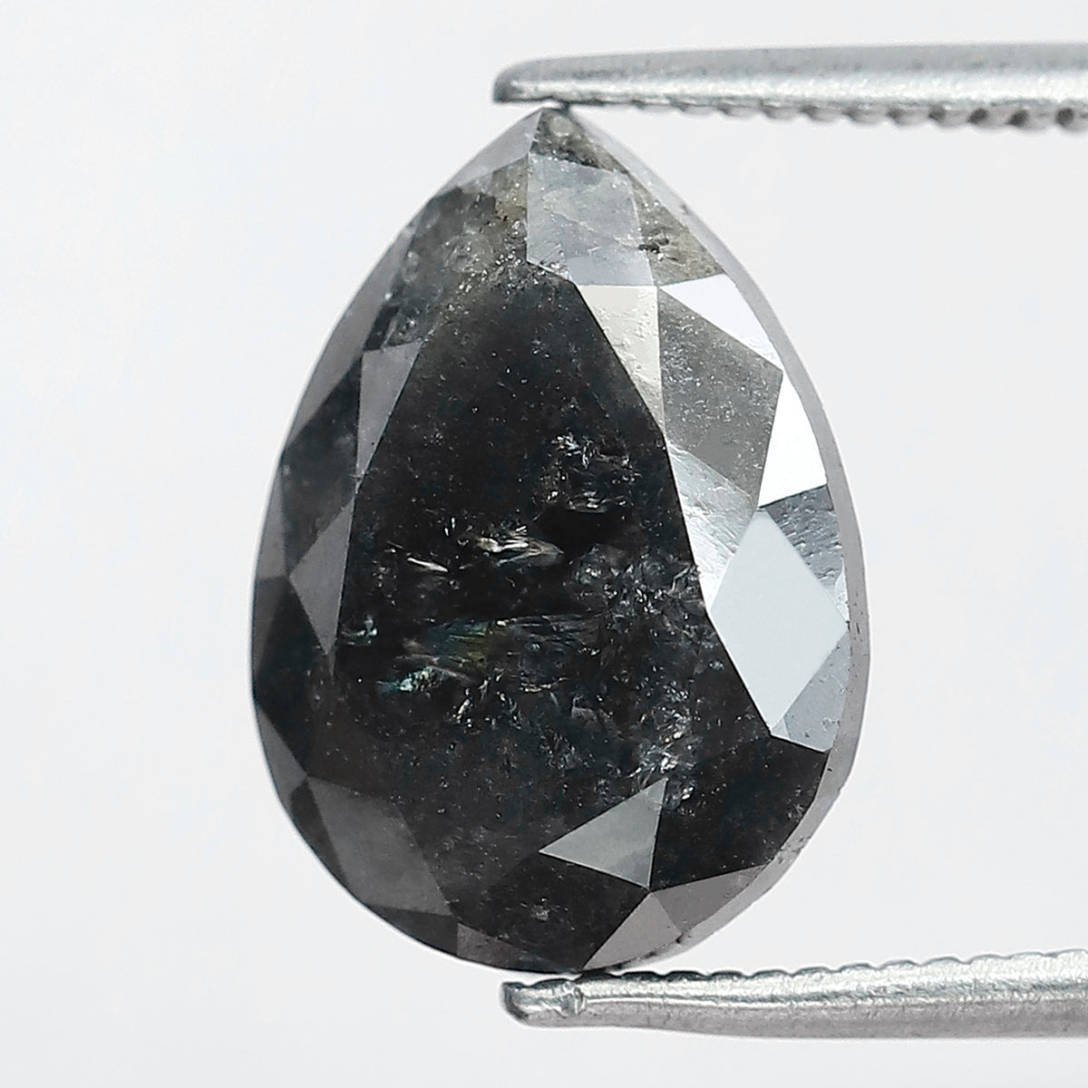 5.79 CT Large Pear Shape Natural Loose Diamond, 12.90 mm Gray Black Earth Mined Salt and Pepper Diamond