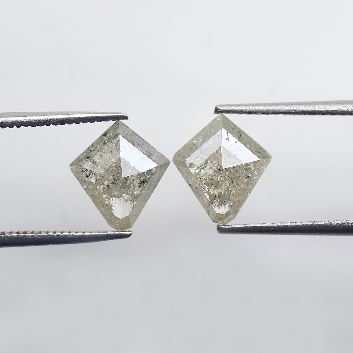 2.92 Ct Natural Gray Black Diamonds Pair, Kite Shape Rustic Loose Diamonds, Ethical Stones for Stud Earrings