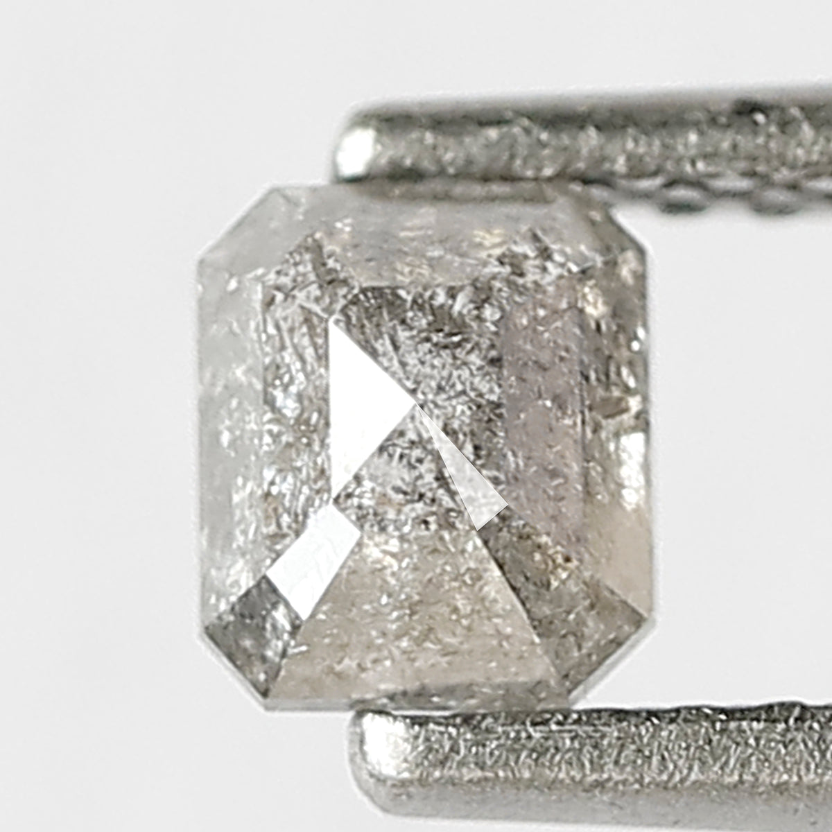 0.48 CT Emerald Shape Diamond 4.60 MM Grey Black Color Loose Natural Salt and Pepper Diamond Custom Engagement Ring