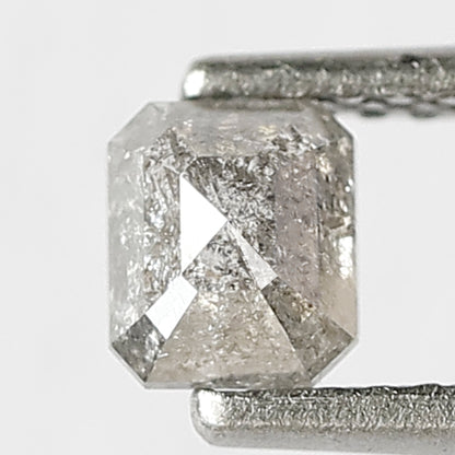 0.48 CT Emerald Shape Diamond 4.60 MM Grey Black Color Loose Natural Salt and Pepper Diamond Custom Engagement Ring