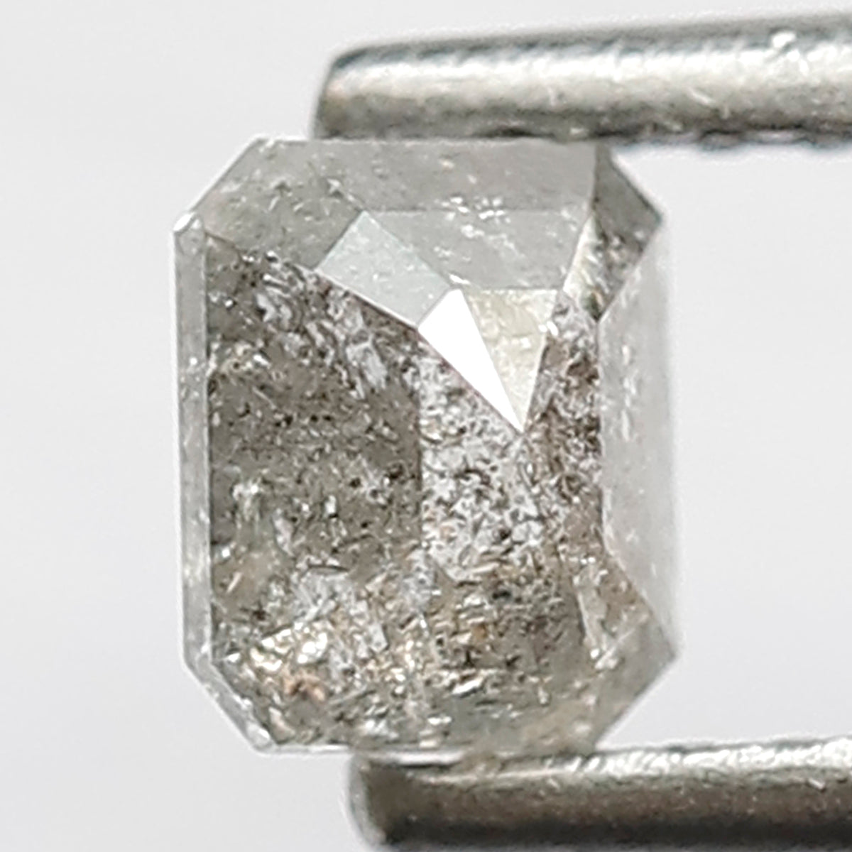 0.48 CT Emerald Shape Diamond 4.60 MM Grey Black Color Loose Natural Salt and Pepper Diamond Custom Engagement Ring