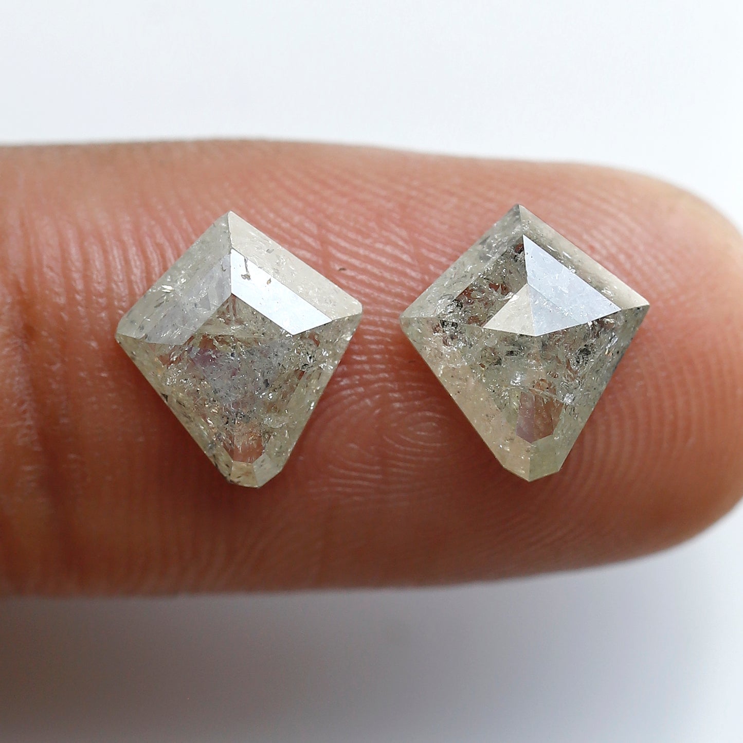 2.92 Ct Natural Gray Black Diamonds Pair, Kite Shape Rustic Loose Diamonds, Ethical Stones for Stud Earrings