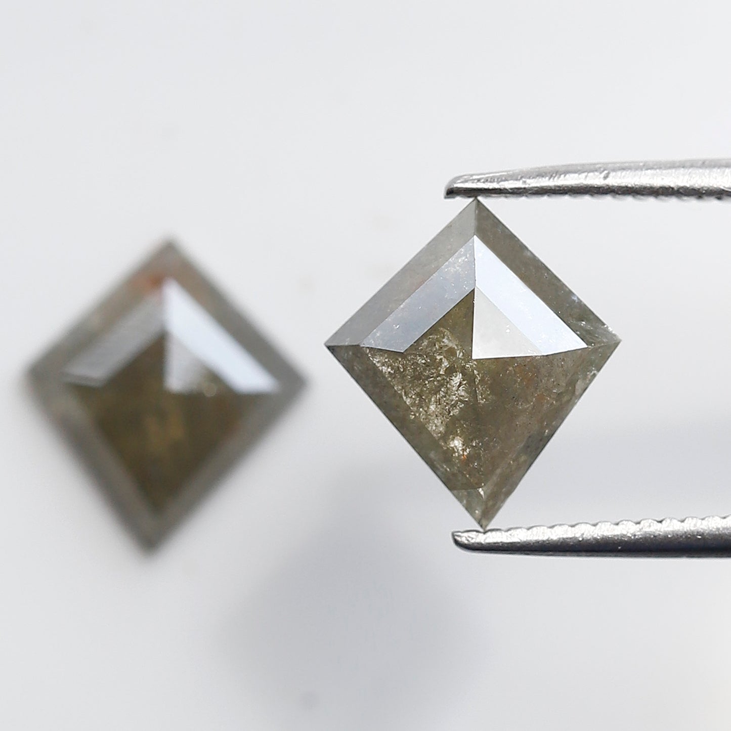 Gray Black Rustic Diamond Pair 2.43 Ct, Kite Shape Natural Loose Diamonds, Ethical Gems for Custom Stud Earrings