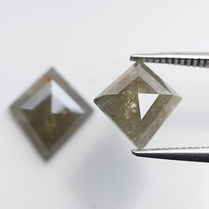 Gray Black Rustic Diamond Pair 2.43 Ct, Kite Shape Natural Loose Diamonds, Ethical Gems for Custom Stud Earrings