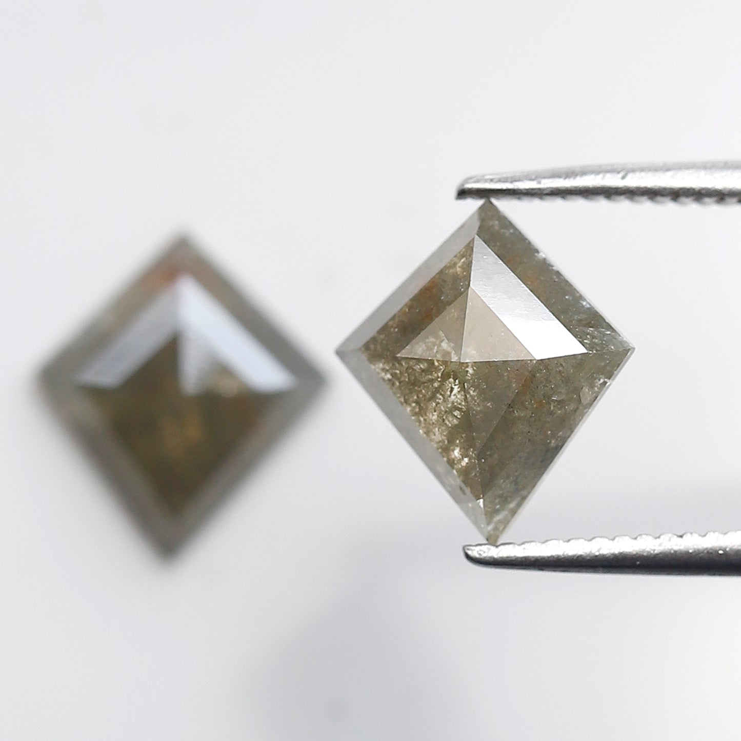 Gray Black Rustic Diamond Pair 2.43 Ct, Kite Shape Natural Loose Diamonds, Ethical Gems for Custom Stud Earrings
