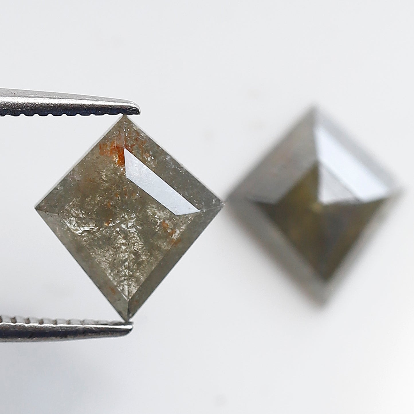 Gray Black Rustic Diamond Pair 2.43 Ct, Kite Shape Natural Loose Diamonds, Ethical Gems for Custom Stud Earrings